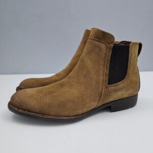 Born Laney Ankle Bootie Women 10 Rust Brown Suede Distressed Chelsea Slip On